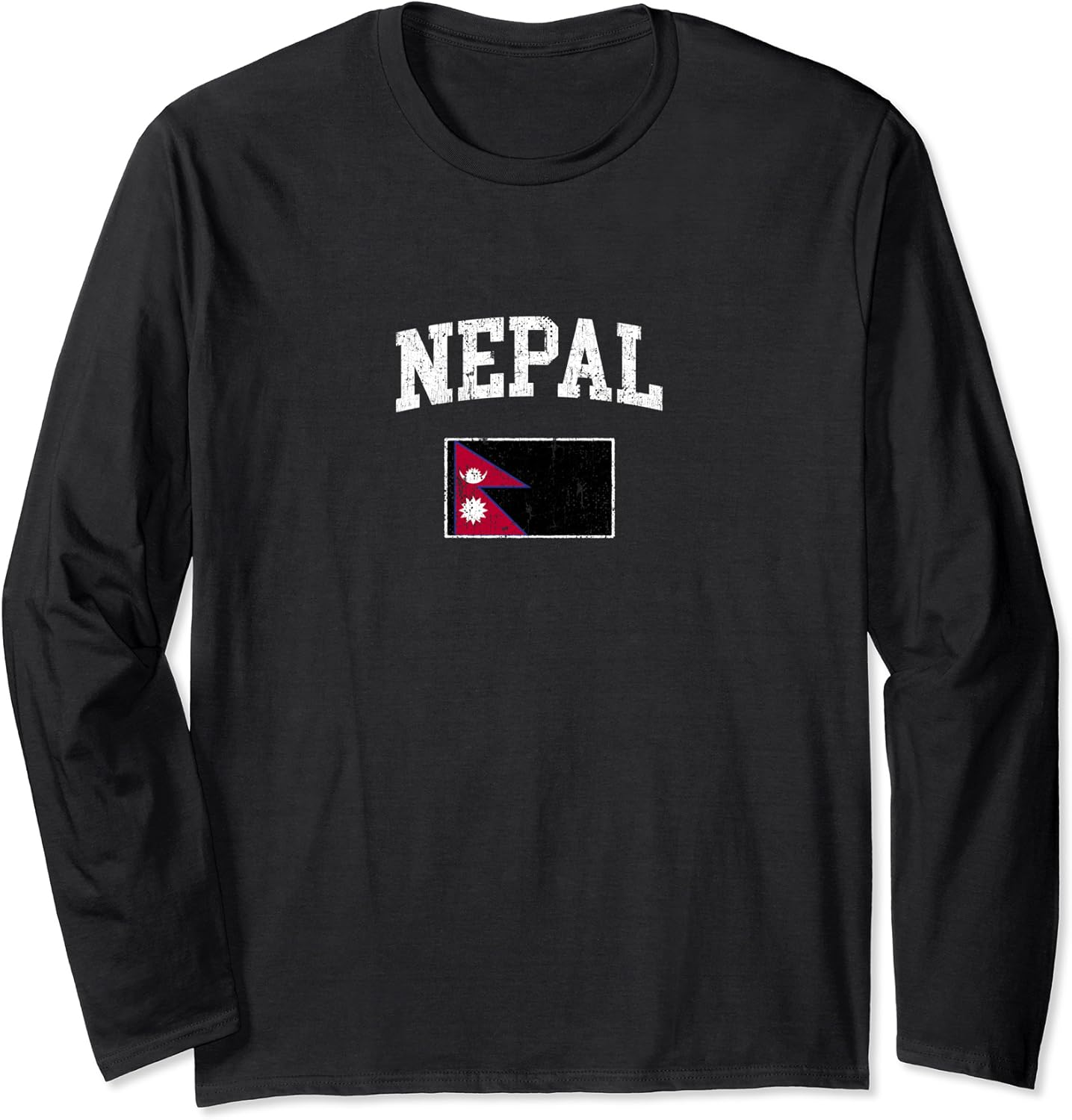 Retro Nepal Flag Vintage Nepalese Flag Nepalese Long Sleeve